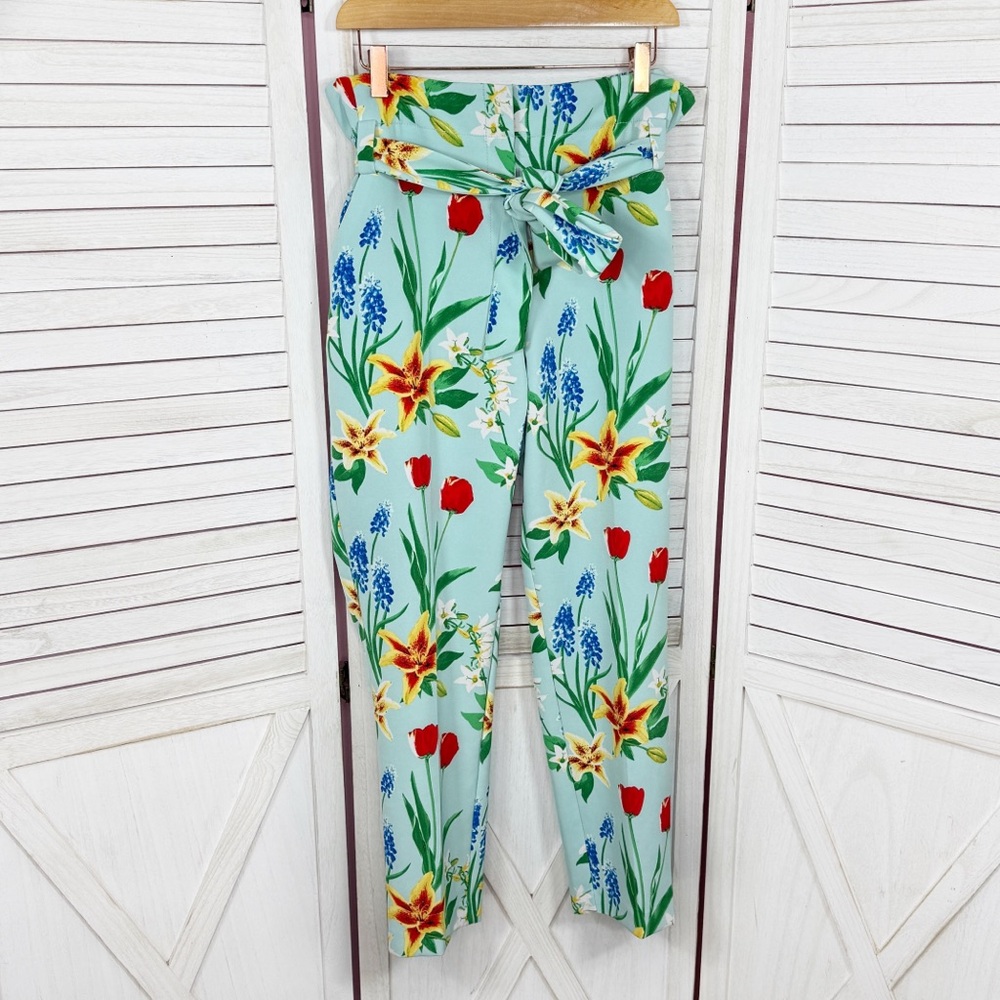 New York & Co. Multicolor‎ Floral Print Signature Fit Straight Leg Crop Pants 12